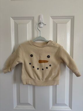 Kids Snowman Face Pullover Sweatshirt - Beige